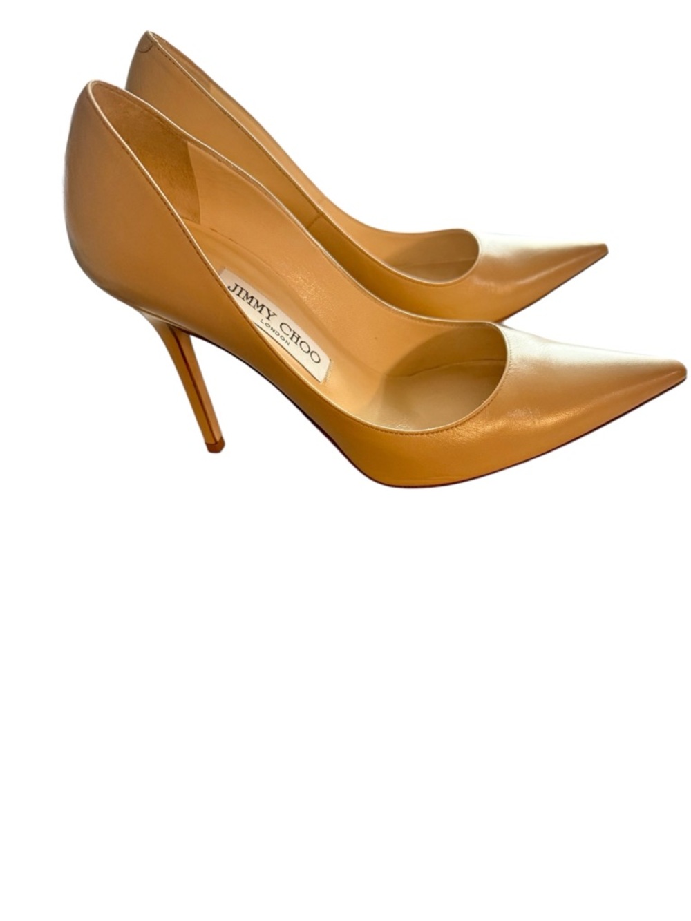 Jimmy Choo Pointed-Toe Leather Stiletto Pumps in Camel